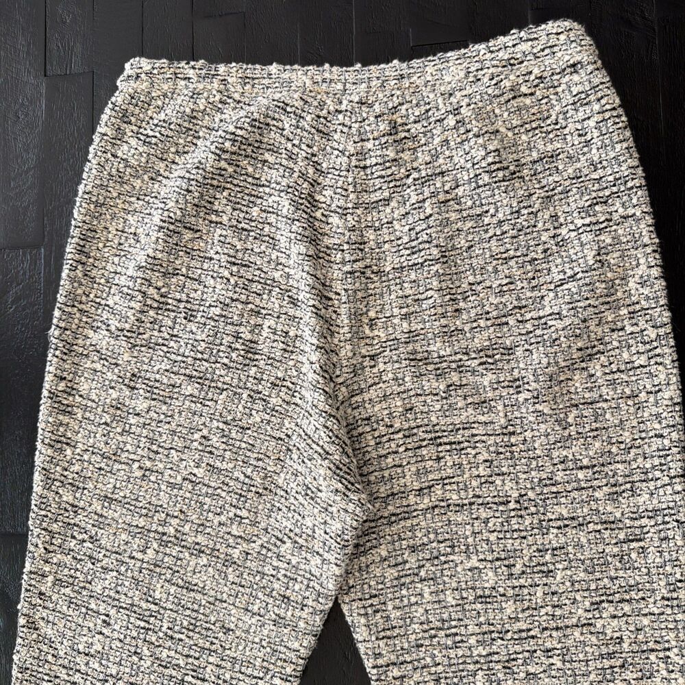St. John Bouclé Tweed Wide-Leg Knit Pants Salt & Pepper L Quiet Luxury Old Money - Picture 5 of 11